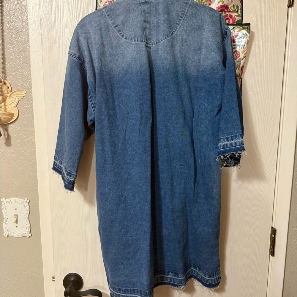 Free people collab distressed kimono style jean jacket - Picture 2 of 6